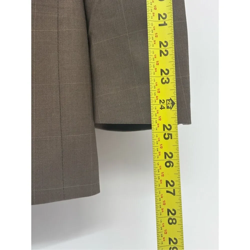 Jos. A Bank Blazer Travelers Collection Tailored‎ Fit  Men 42R Brown Check Wool